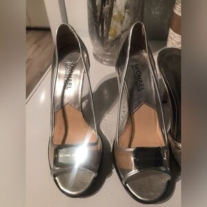 Michael Kors silver and transparent high heels